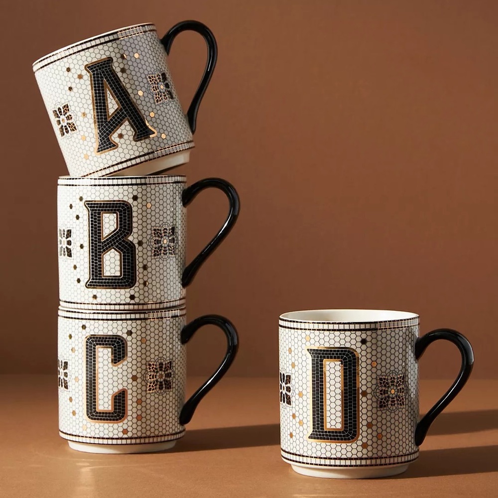 Anthropologie Tiled Margot Monogram Mug - Letter B (2 - $14 ea.)